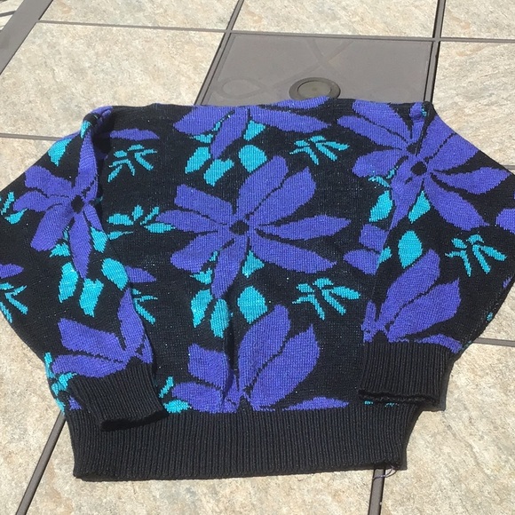 Vintage purple floral sweater - Picture 1 of 10